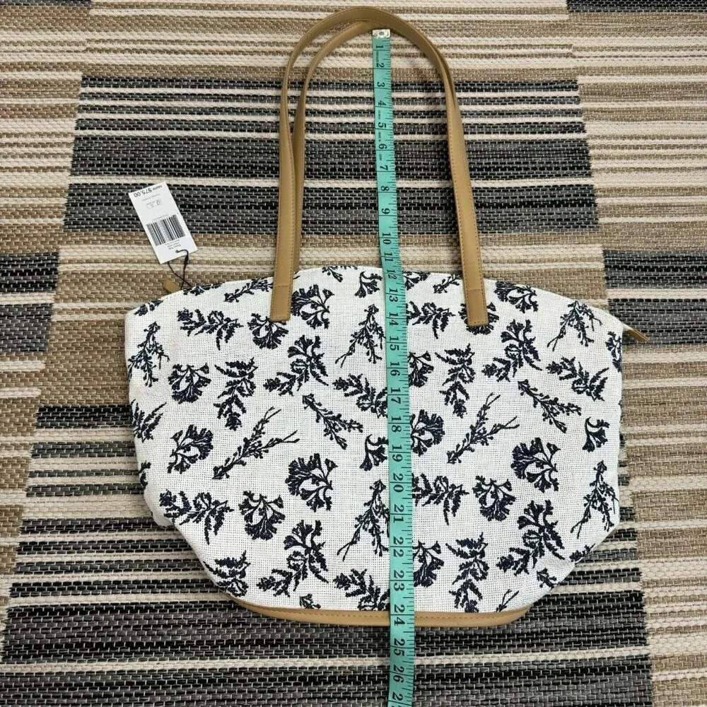 Vera Bradley Women's Straw Tote Bag Striped Adrift Coral Blue Multi Large